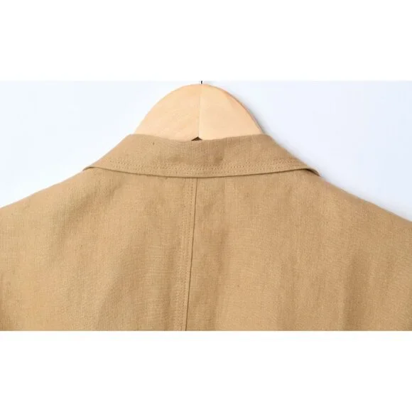 Vintage DKNY Women’s Camel 100% Linen Blazer Jacket Size 8 - Picture 9 of 16